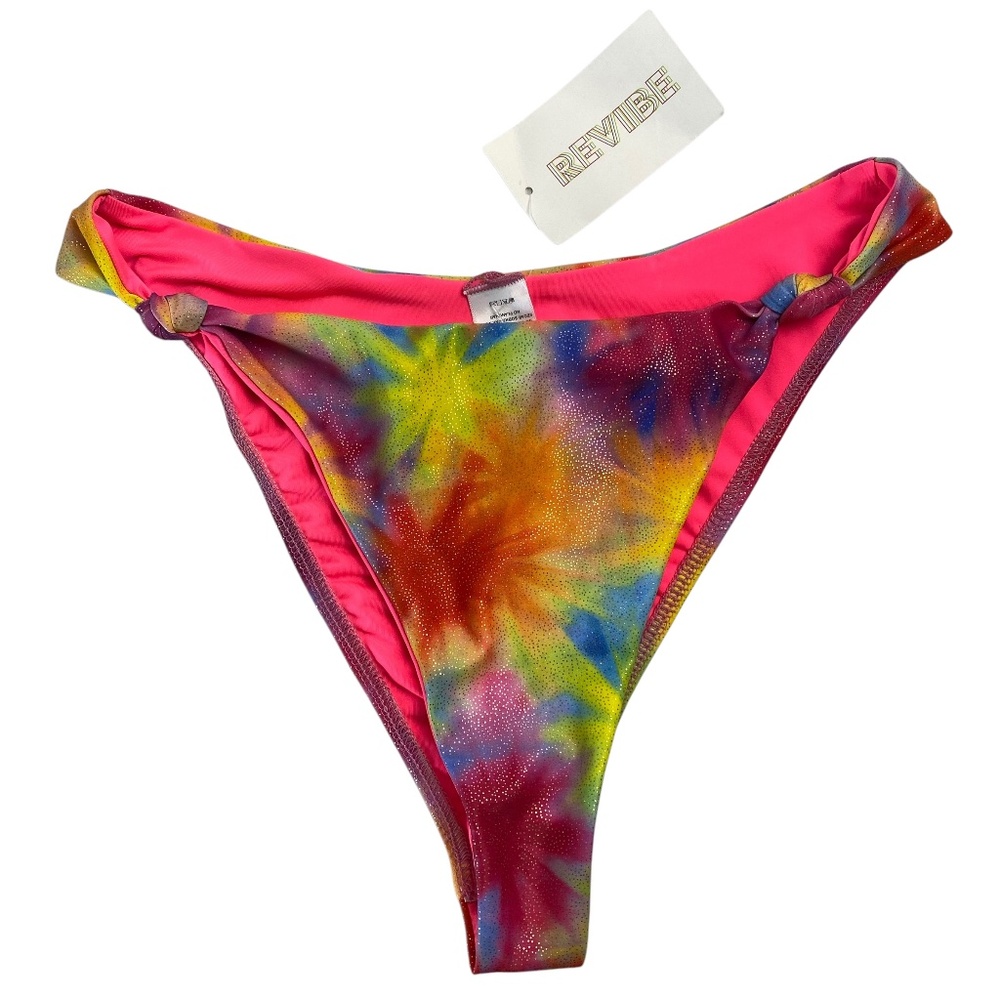 DIPPIN' DAISYS Revibe Ultra Bikini Bottom in a Tie-Dye pattern Reversible Size M
